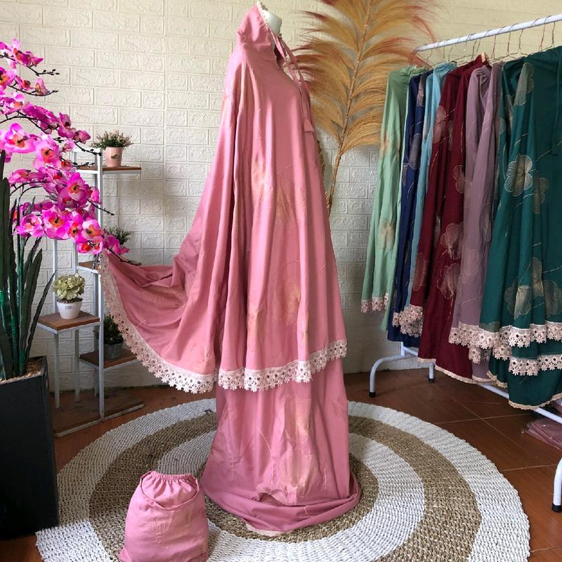 MUKENA DEWASA BORDIR KIPAS 2IN1 KATUN MIKRO PREMIUM Renda Traveling Muslim 3