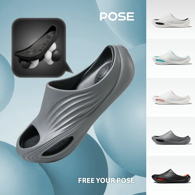 【pose_id_live Recovery Sandal】【Dukungan Ginting】POSE x RELAX AIR sandal elastisitas Nyaman pembasahan Dukungan plantar Bernapas Olahraga di luar ruangan Pria dan wanita Pasangan Santai Serbaguna canggih Kepopuleran 2025 Produk baru P1257306 1