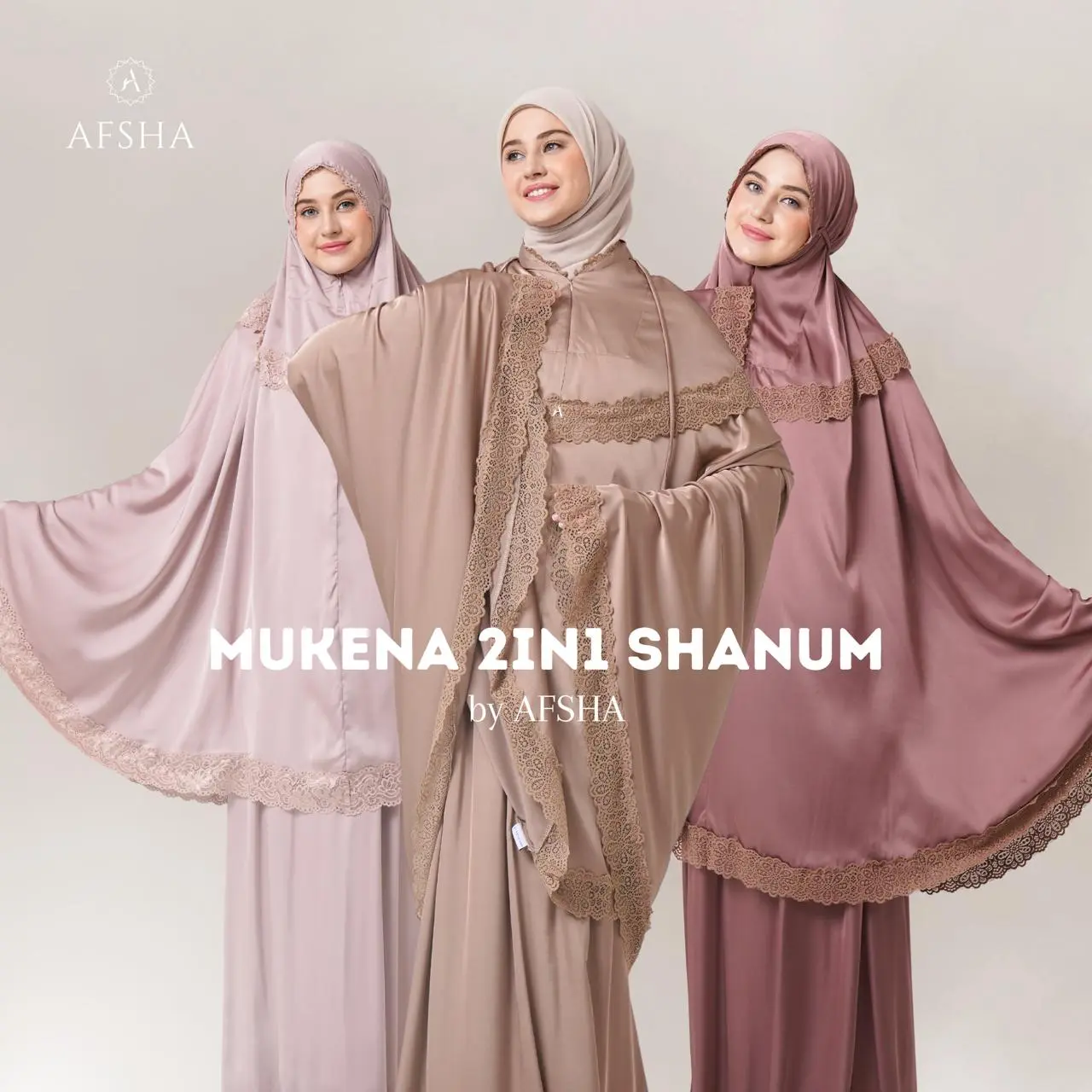 Afsha - Mukena Dewasa Shanum 2in1 Series (Free Sajadah, Pouch & Box Hampers)