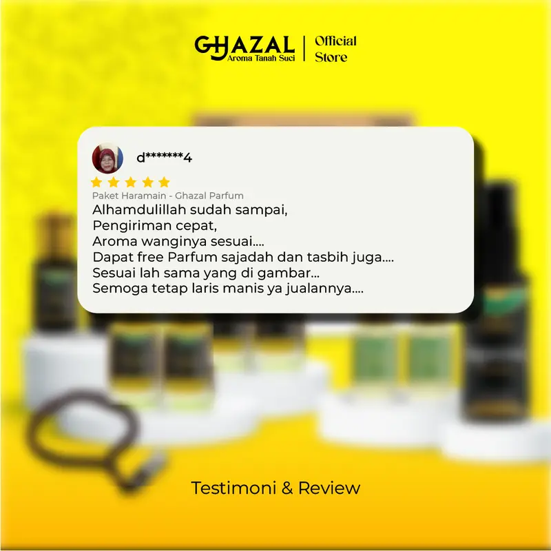 [Beli 1 dapat 10] Paket Parfum Sholat Non Alkohol By Ghazal Parfum (Kasturi Raudhah Hajar Aswad Kiswah) Minyak Wangi Sholat Roll On Tahan Lama Wangi Segar Lembut Untuk sholat dan ibadah wangi tanah suci Bonus Parfum Sajadah 4