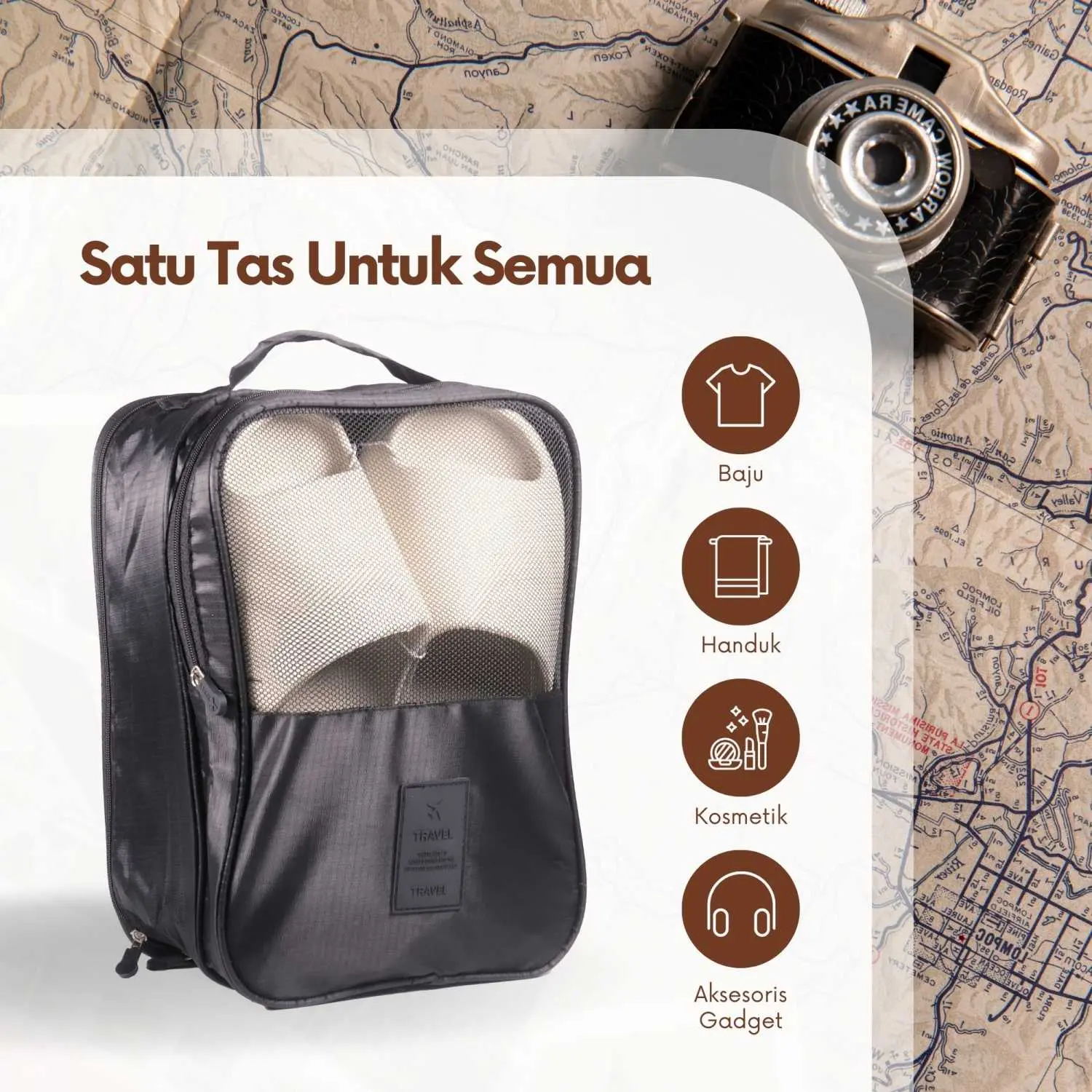 Tas Sepatu Basket Sandal Olahraga 3 Layer Shoes Bag Travel Organizer