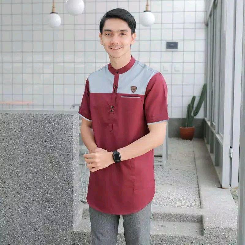 Koko Qurta Dewasa Lengan Pendek, Kurta Muslim Rama Virall, Bahan Katun Mudah Menyerap Keringat, Jahitan Rapih Istimewa 4
