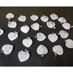 Natural Clear Quartz Heart Pendant 2 cm (harga per pcs)