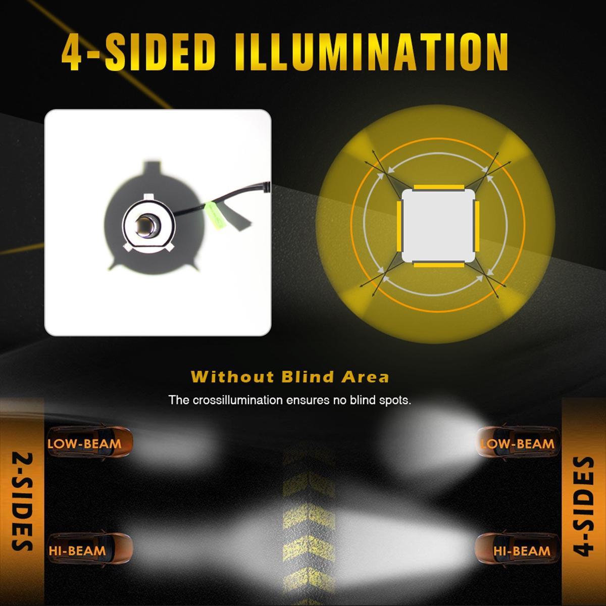 [ Beli satu gratis satu ]Lampu Depan Mobil LED X7 H4 Pencahayaan 360° Panorama, Pemasangan Tanpa Kerusakan Plug and Play Car Kendaraan