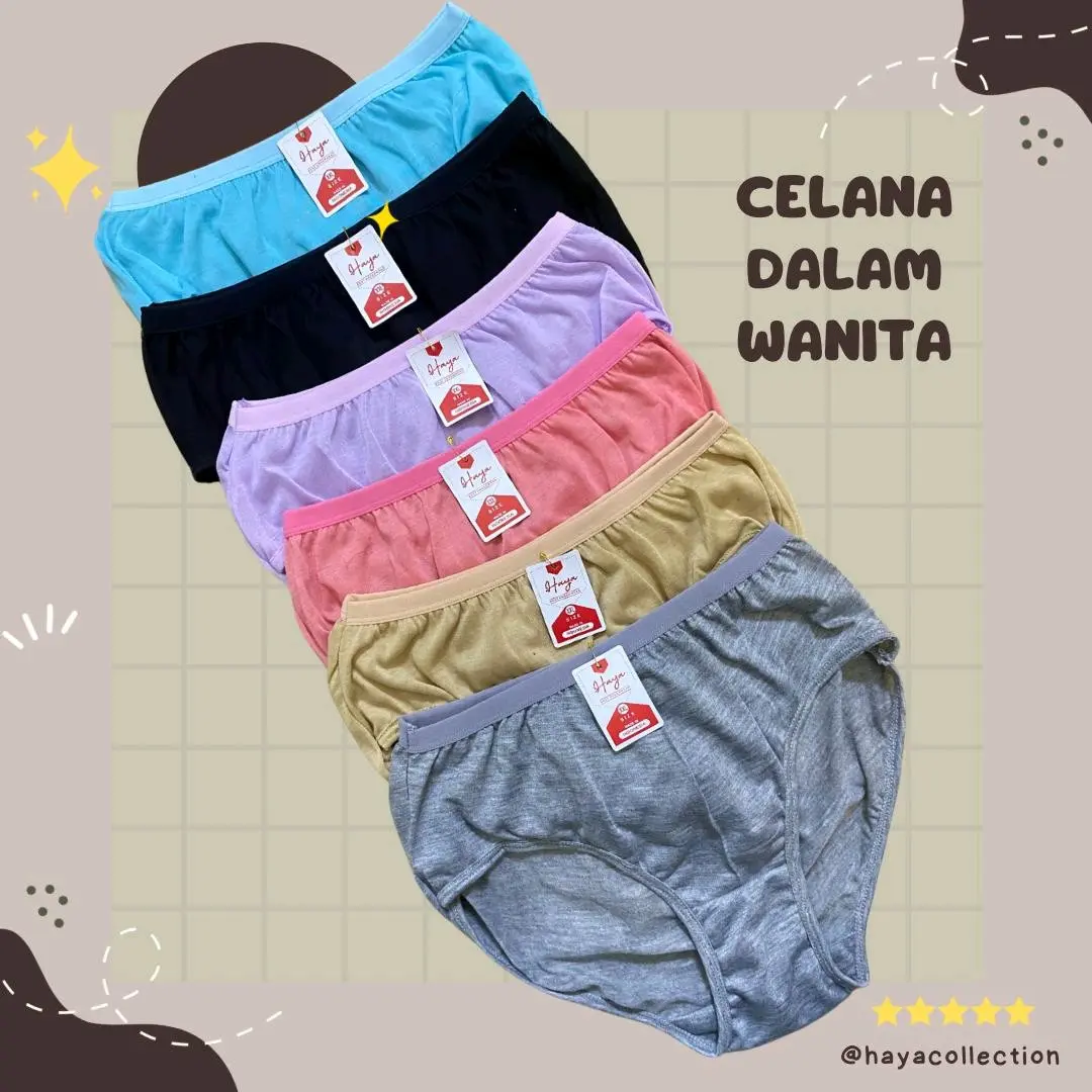 12 PCS CD Celana Dalam Wanita Remaja Dewasa Haya / Cd Wanita Katun Lembut Polos M-L-XL-XXL-4L Soft Nyaman