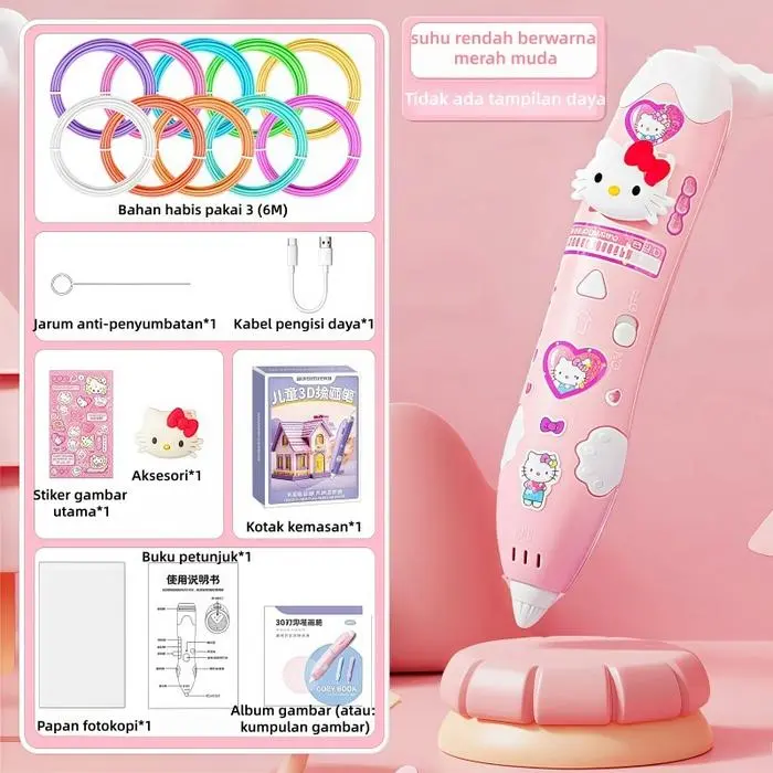VIVI Pena cetak 3D untuk anak-anak sekolah dasar, keamanan suhu rendah, cocok untuk usia 6 tahun + anak perempuan, set bahan habis pakai PLA nirkabel, mainan grafiti DIY, hadiah ulang tahun