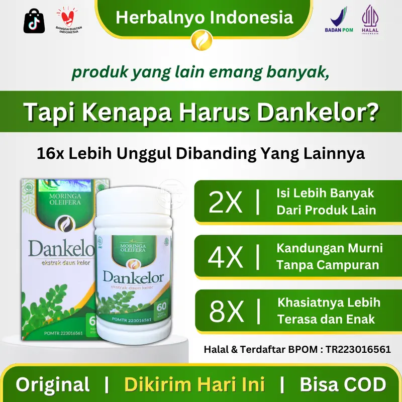 Dankelor Suplemen Peninggi Badan Tinggi Kalsium Vitamin Pertumbuhan Anak Remaja Isi 60 Kapsul Halal BPOM Ekstrak Daun Kelor Moringa Oleifera 6