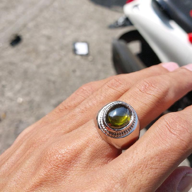 Batu cincin kecubung teh asli ring alpaka simpel 1