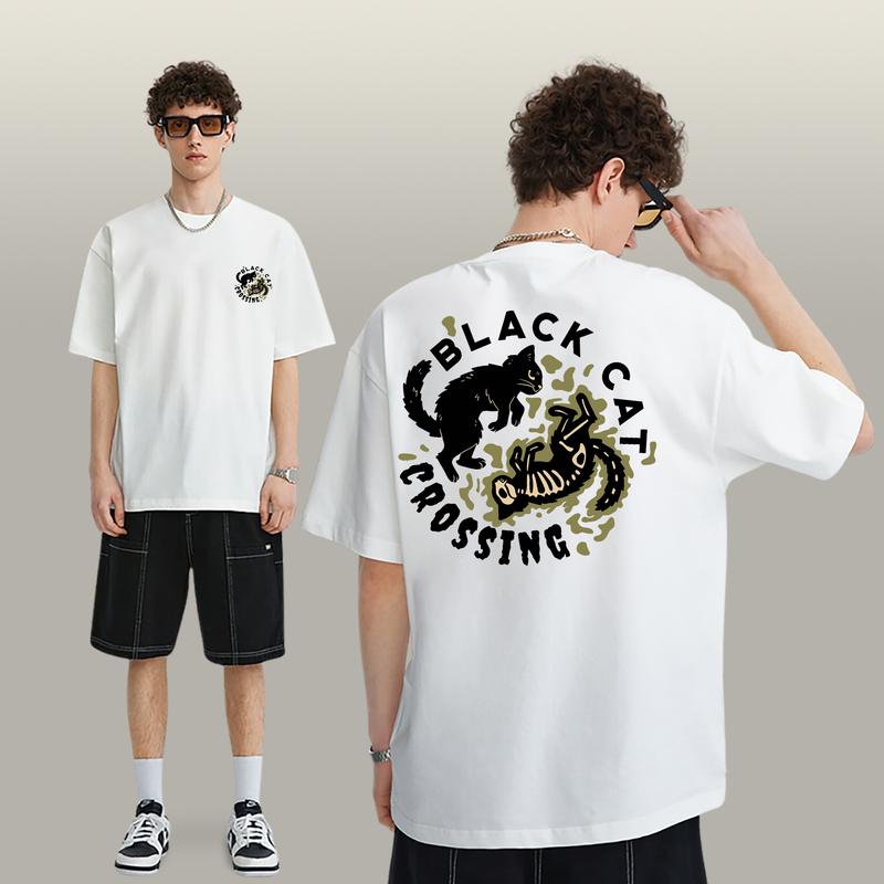 YOUTEE - black cat | Kaos Distro Hitam Putih 100% Katun Combed 24s Original Design 0