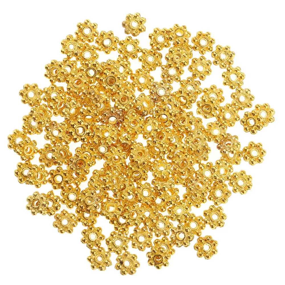 100pcs Gorgeous 14k gold Snowflake Spacer Beads 4mm DIY