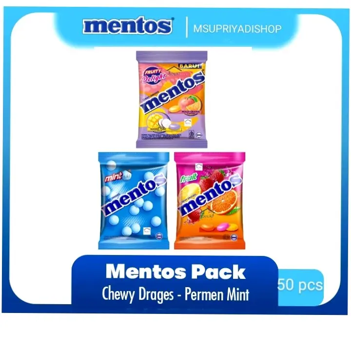 Mentos pouch Isi 50 pcs x 2.7g Permen Snack
