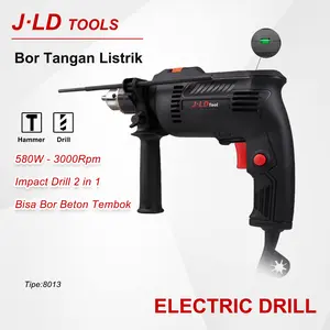 JLD Mesin bor listrik murah J8013S Bor bolak balik 13mm Bor tangan listrik 580W impact JLD original Bor impact pembuka baut Reversible Electric Drill