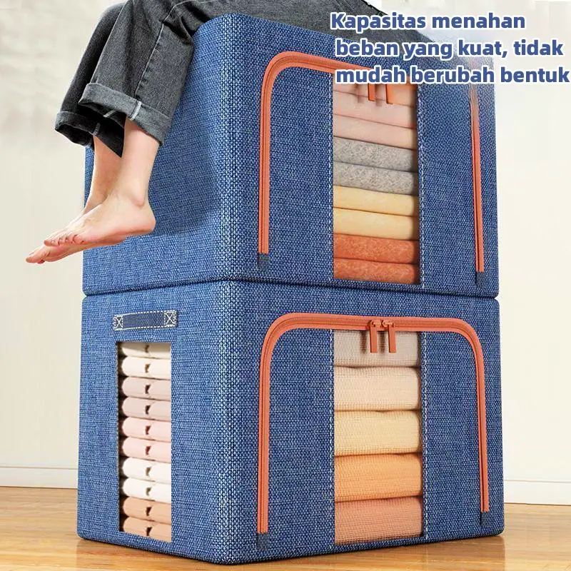 ❤ 110L harga murah ❤storage box besar kotak penyimpanan baju Bisa dilipat box baju tempat penyimpanan Serbaguna Rumah organizer 6
