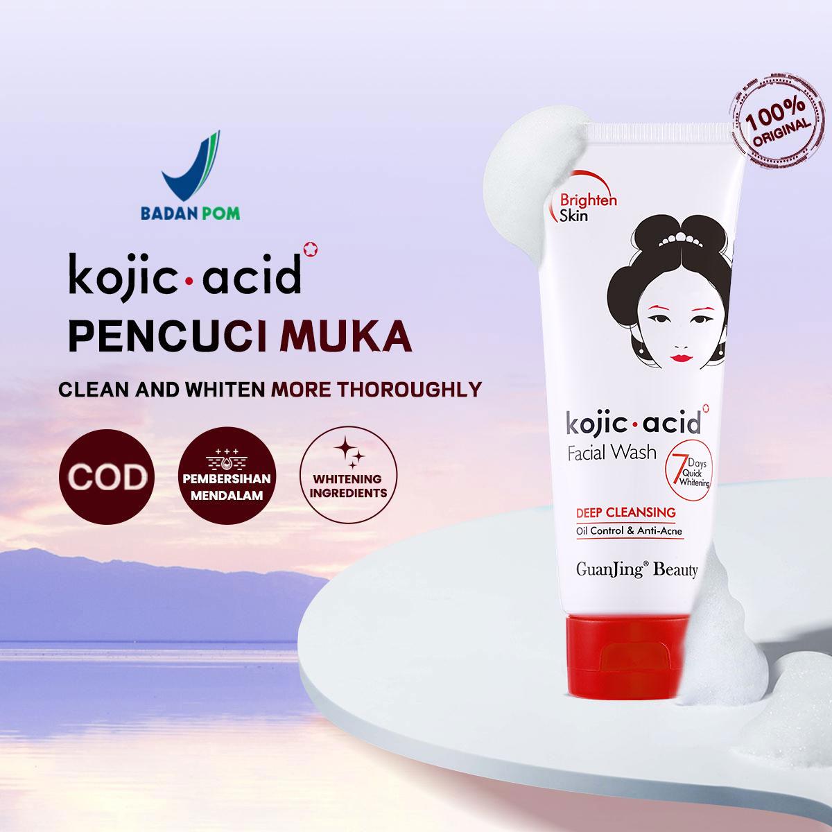 【Bpom】BUY 2 GET 1 Kojic Acid Facial Wash Anti Acne Cleanser 100gr   Wajah and refreshedskin Membersihkan Mencerahkan Perawatan Zaitun Kosmetik Hitam face wash sabun  wajah Komedo Kusam Niacinamide Pencerah Memutihkan