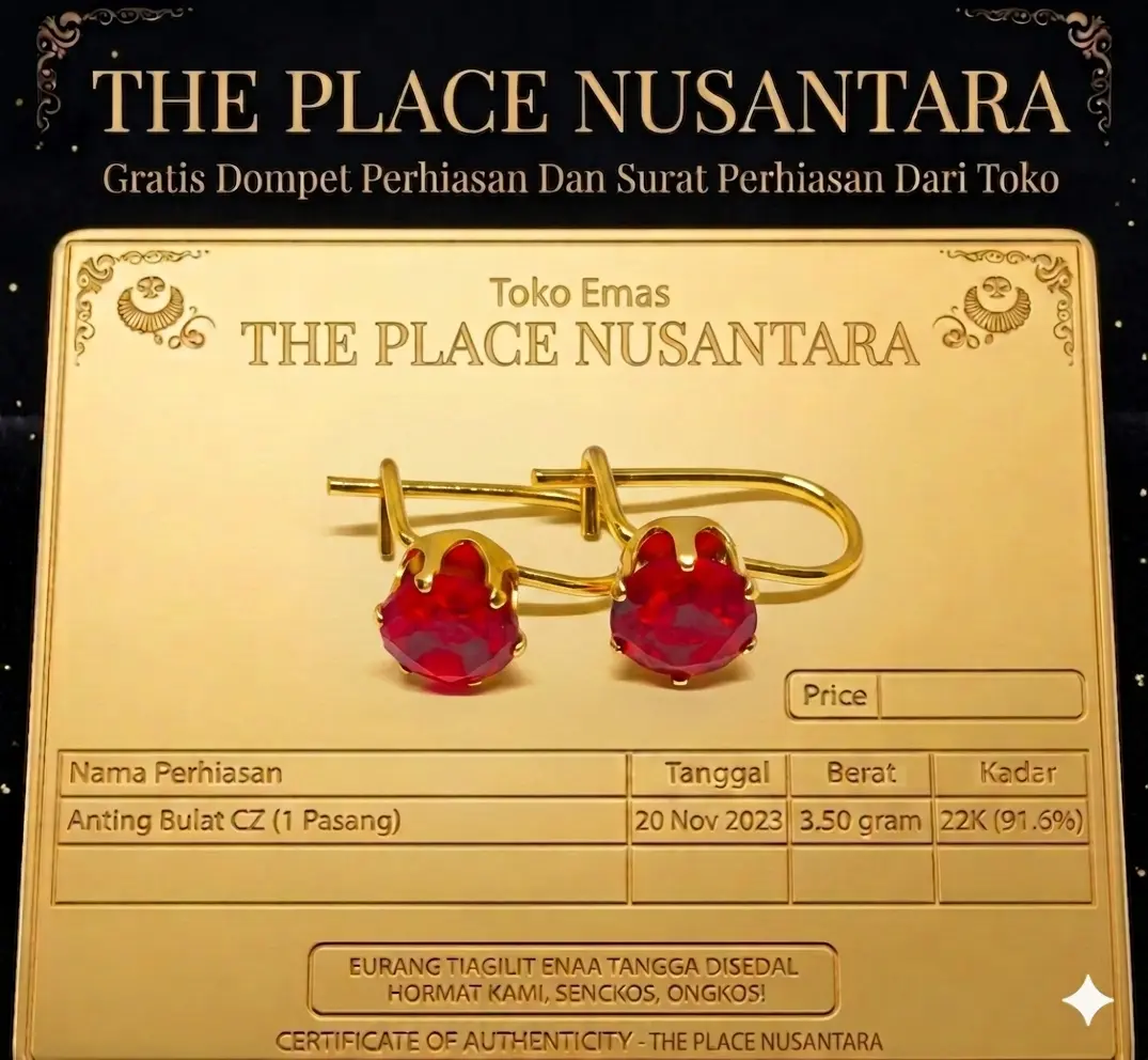 Anting Earrings Desi Permata Merah Lapisan Emas Muda Free Hadiah Dompet Serta Surat Perhiasan Dari Toko