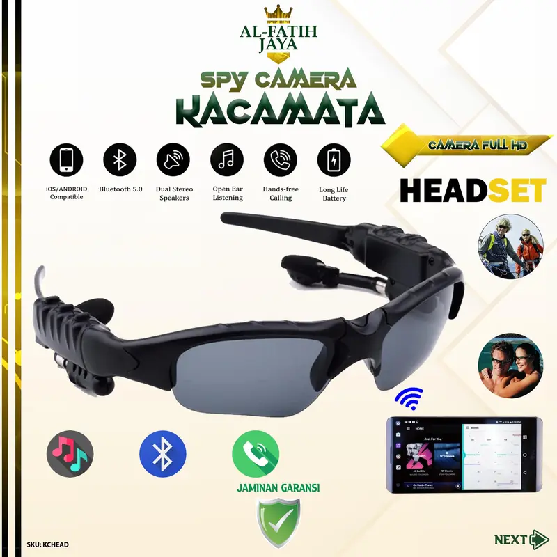 Kacamata Hitam Headset Bluetooth MP3 Wireless Sunglasses Earphone Sterreo Wireless Kaca Mata Olah Raga 0