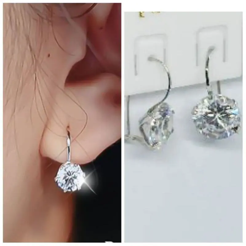 ANTING DESY TITANIUM SILVER MOTIF PERMATA ANTI LUNTUR ANTI KARAT COD Aksesoris Elegan Perhiasan Wanita Earrings Hadiah harian anting-anting