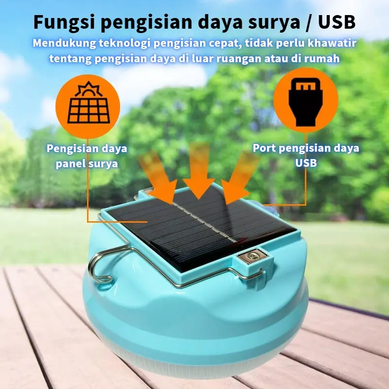 Lampu Emergency Ufo Gantung Solar Panel Camping Darurat Lampu Taman Lampu Belajar Lampu Multifungsi 600w lampu emergency tahan 24 jam IP67 Tahan Air lampu led tenaga surya outdoor Multi-fungsi lampu tenda camping Portabel lampu usb 6