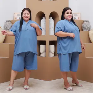 SETELAN KULOT JUMBO WANITA (GOGO) BUSUI KANCING BAHAN KRINGKEL Celana Baju Pendek Dewasa