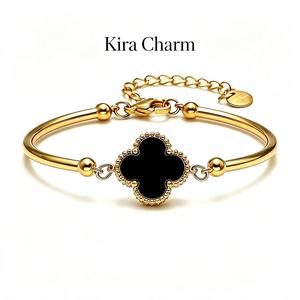 European and American style new four leaf clover titanium steel bracelet for women, with a timeless temperament, versatile personality, and internet famous accessories that can be worn in the shower