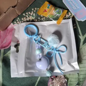 [ BLUE] Bag charm BLUE series biru lucu aesthetic gantungan kunci tas tumblr koper kekinian korea silver makrame satin