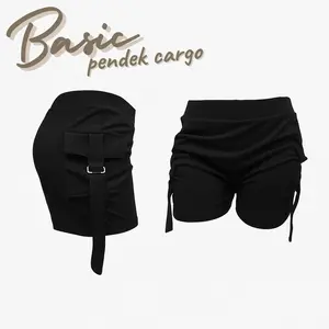 Celana Pendek Cargo Olah Raga Motif Kantong Samping Bahan Spandek Tebal Elastis Nyaman Fungsional Size L XL XXL Cocok Senam Aerobic Fitnes Sport