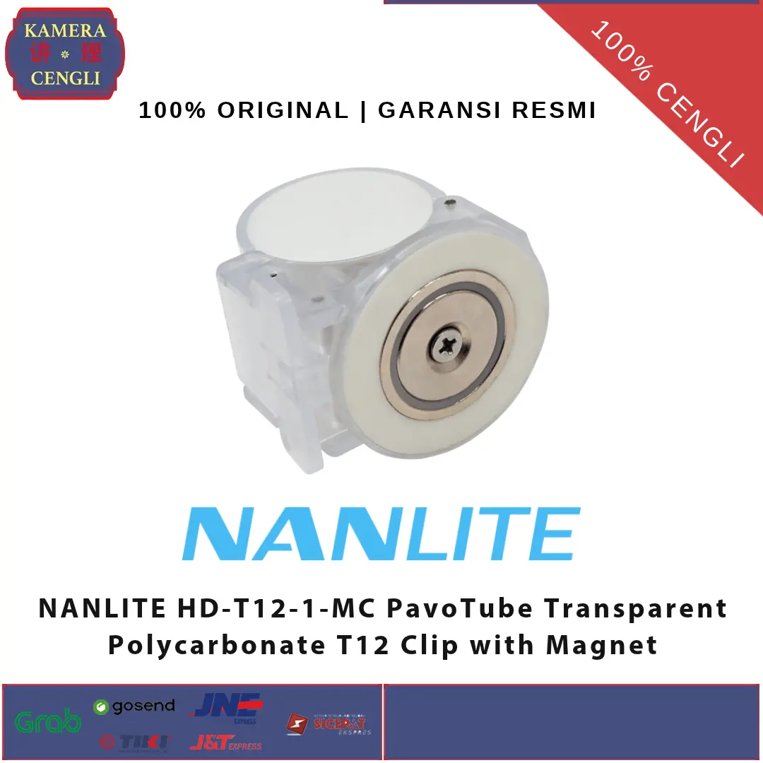 NANLITE HD-T12-1-MC PavoTube Transparent Polycarbonate T12 Clip with Magnet GARANSI RESMI!