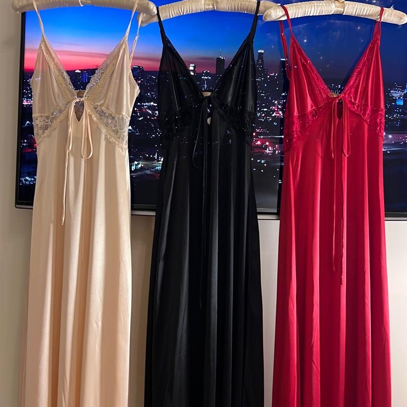  | Seni Sleepwear | Đầm Ngủ Cổ Tim Phối Ren Không Mút Không Kèm Choàng 