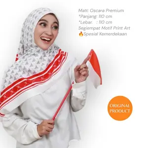 HSW - Hijabsemuawanita - Segiempat 17 Agustusan Lasercut - Segiempat Oscara Premium Jilbab Print Art