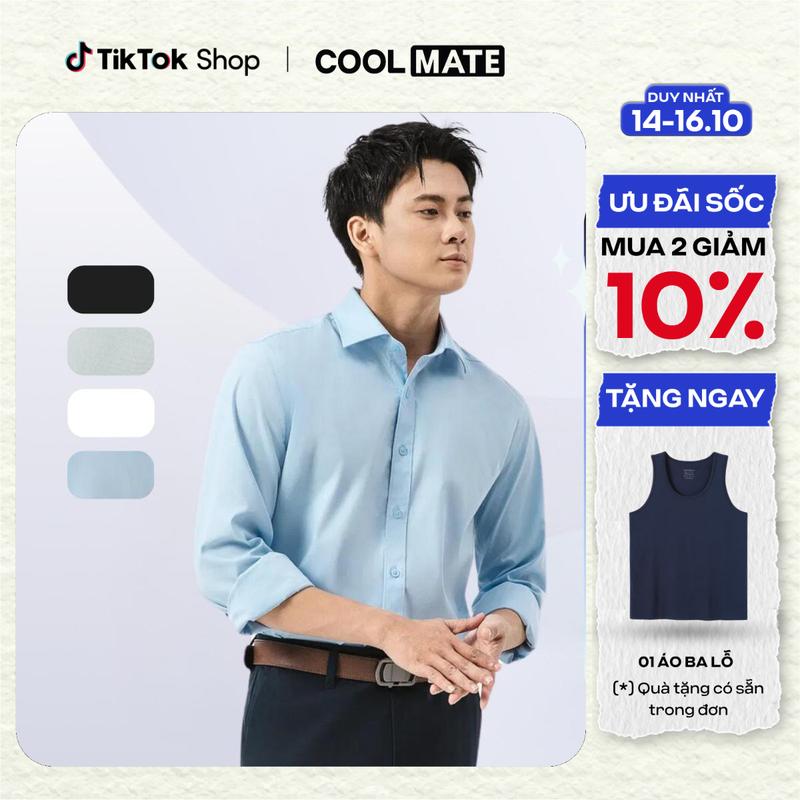 [TẶNG 01 Áo ba lỗ] Áo sơ mi dài tay Modal Essential thấm hút tốt - Coolmate