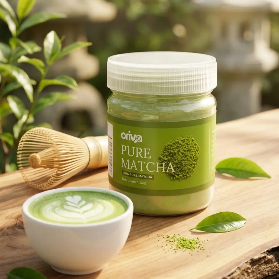 Oriva Pure Matcha - 50 gram Pure Matcha Tanpa Campuran Krimer dan Gula, Garansi uang Kembali (Bubuk Powder Serbu Drink)