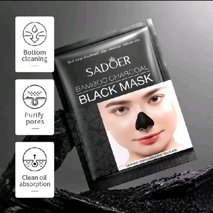 [ paket hemat 3pcs] SADOER Black Head Removal Mask Masker  Wajah Arang Hitam Menghilangkan Komedo Hidung 2