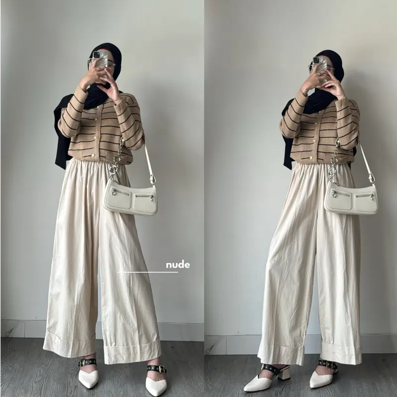 WIDIE WIDE LEG PANTS by Leody || kode (1699) ||celana wanita panjang kulot katun 8