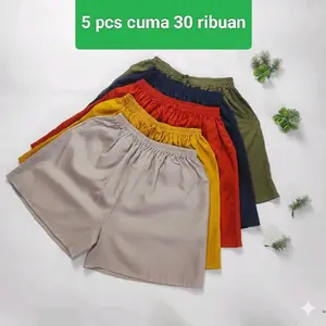 promo 5 pcs celana dewasa pendek motif polos random adem Hotpant Wanita