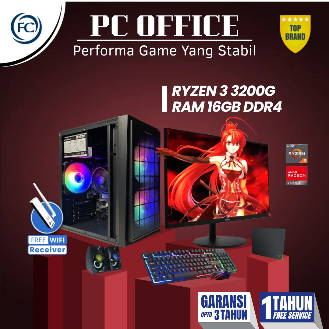 PC GAMING FULL SET RGB + MONITOR SIAP PAKAI (VALORANT PB ROBLOX)
