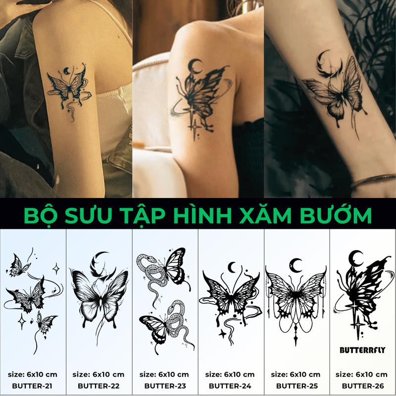 Funtattoo Hình Xăm Tạm Thời Butterfly Chống Nước Chống Cọ Xát 15 Ngày Cho Nữ - Women Bộ Sưu Tập Hình Xăm Bướm Size 6x10 cm Chất Liệu An Toàn Không Kích Ứng