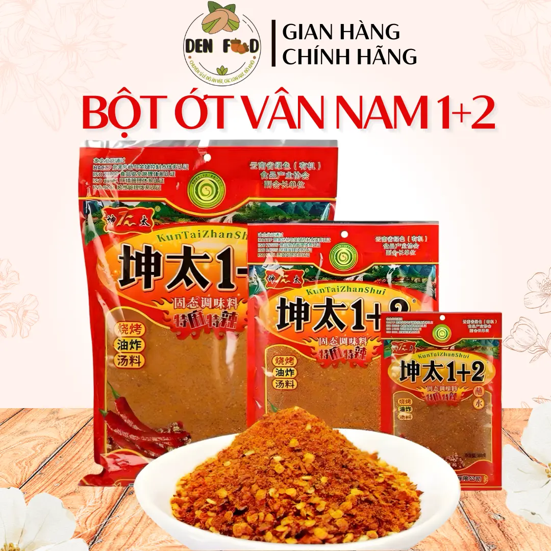 Ớt Bột Vân Nam Kuntai Trộn Tê Cay 1+2 Tẩm ướp đồ nướng, pha chế đồ chấm - Ăn Vặt Denfood Gia Vị