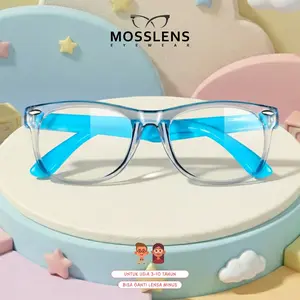 Mosslens Kacamata Anak Anti Radiasi Sinar Blue Light Ringan Nyaman TR90 Lentur Bentuk Kotak 0032