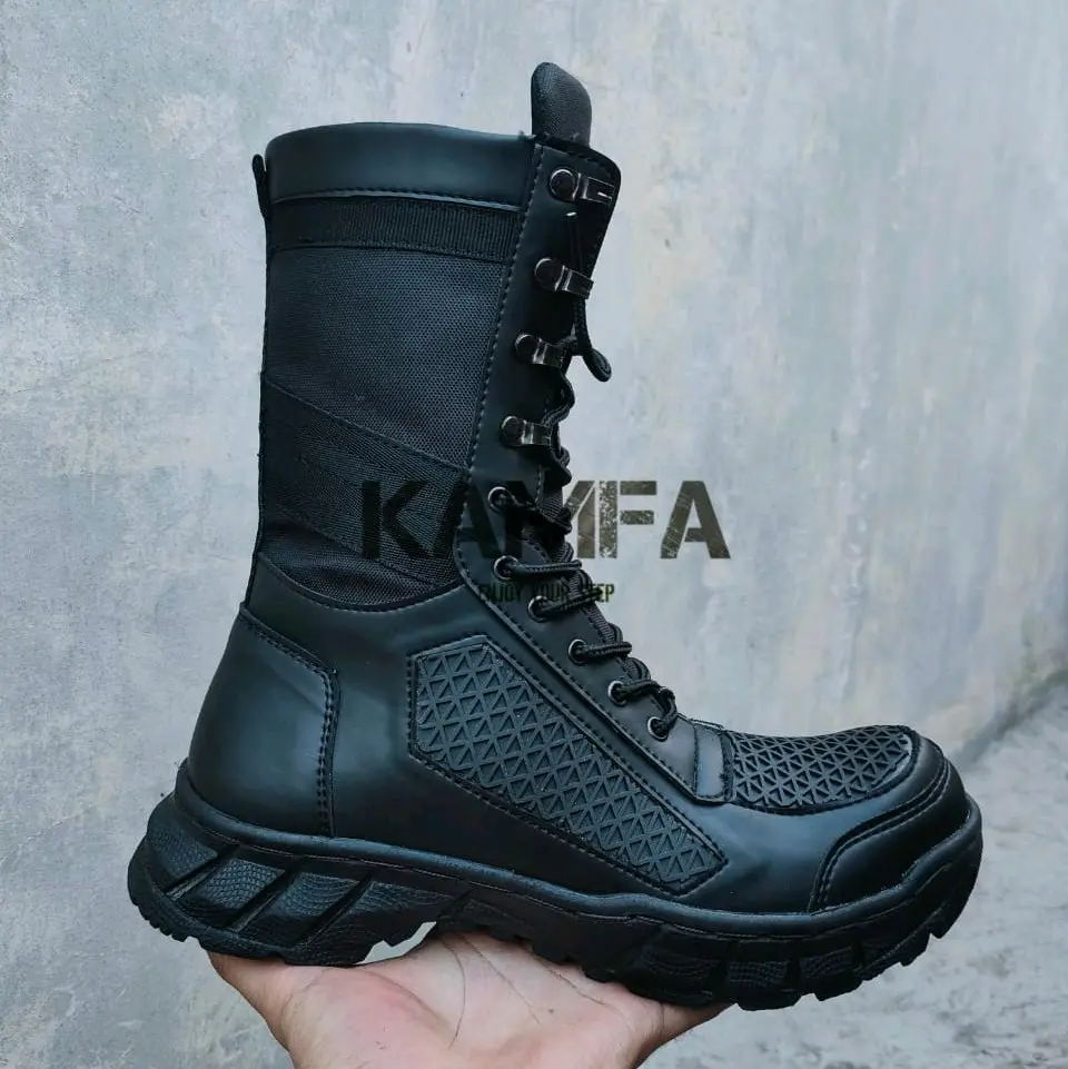 Sepatu Pdl Pria Jaring Boa TNI POLRI Brimob Security Termurah Boots Hitam