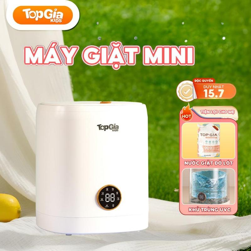 [TẶNG 10 MÓC TREO - NƯỚC GIẶT 0Đ] Máy Giặt Mini Khử Trùng UVC Cao Cấp – TOPGIAKIDS Chính Hãng | Nhỏ Gọn, Tiện Lợi Cho Đồ Em Bé – Bảo Hành 12 Tháng, Lỗi 1 Đổi 1 Trong 30 Ngày