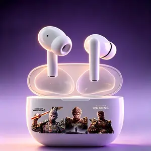 Black Myth WukongAI TranslationTWSNirkabelEarphone BluetoothHandsfree, Bluetooth 5.3, IPX5, Mikrofon Bawaan, efek suara HIFI, cocok untuk olahraga, Smart Touch, kompatibel dengan ponsel dan tablet, dll.