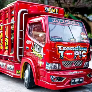 PROMO MINIATUR TRUK KAYU TRENDING TOPIK TERBARU BISA OLENG KANAN KIRI BONUS LED 3MODE FREE TERPAL Roda Truk Lampu