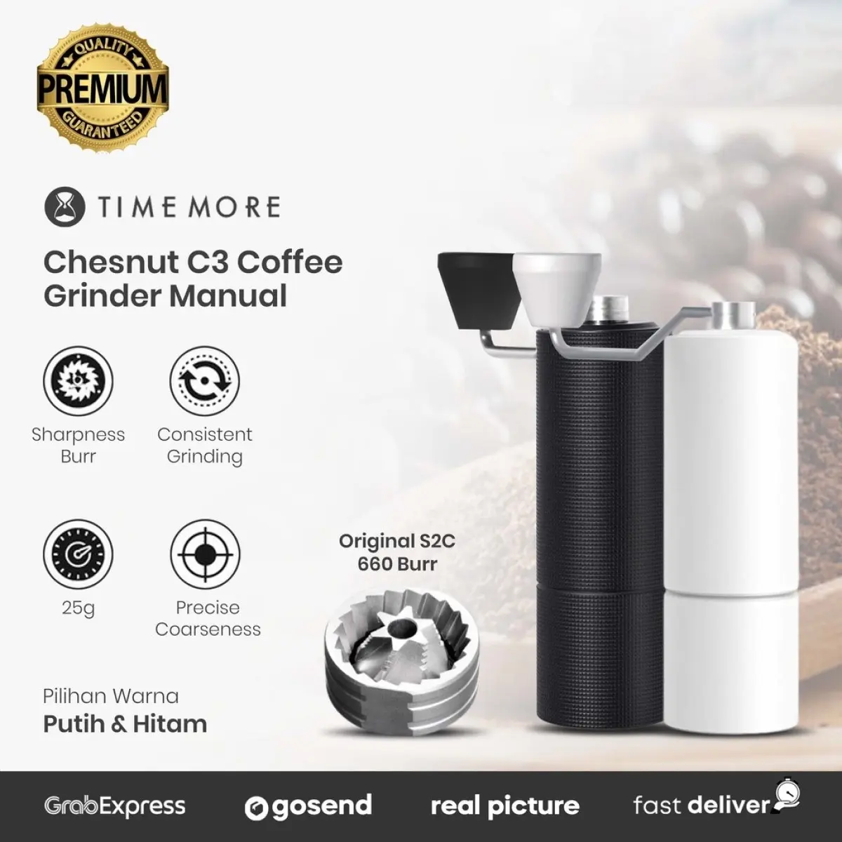 [Hitam] Timemore Chesnut C3 coffee grinder manual | penggilng biji kopi