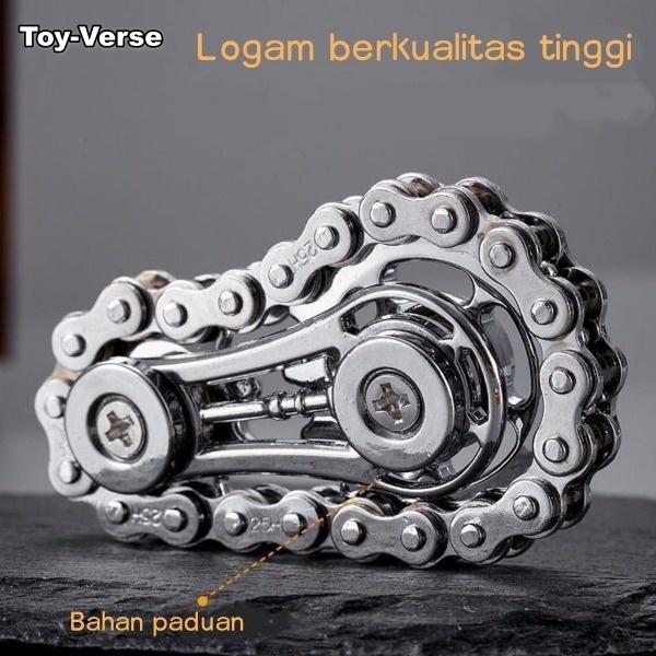 Toy-Verse Fidget Hand Spinner Rante /Besi Rantai Cincin Dekompresi Sproket Keren Mainan Rantai /Cool Sprockets Hand Roller Fidget Chain Toys Novelty Anti /Anxiety Hand Finger Spinner/Metal Fidget Spinner/Kinetic Desk Office  Anak