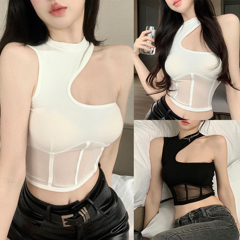 Áo Ba Lỗ Cho Nữ, Cổ Yếm Cổ, Khâu Lưới, Dây Đeo Vai Chéo, Phong Cách Cổ Điển Nữ Tính Thời Trang Mùa Hè, Gợi Cảm, Thích Hợp Cho Kỳ Nghỉ, Áo Hai Dây Có Dây Đeo 3