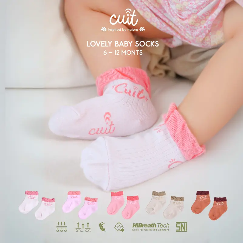 CUIT Ruffle Socks Kaos Kaki Anak Perempuan Lovely - Toddler Socks 6 - 12 Bulan - Kaos Kaki Lucu 0