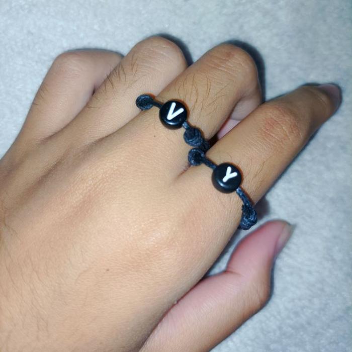 Cincin Inisial Huruf Bulat Pipih, (Ljp Acc) Couple Liontin Rings Cincin Inisial Huruf Bulat Pipih, (Ljp Acc) Couple Liontin Rings