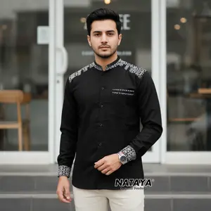 Kemeja Koko Pria Lengan Panjang Motif Adibat Bahan Toyobo Premium