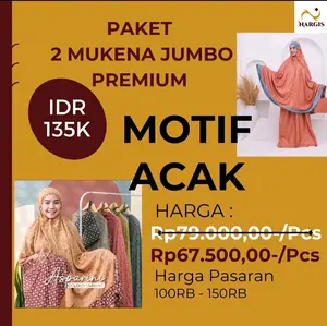 (MOTIF RANDOM/ACAK) Paket Hemat Mukena Jumbo Rayon Premium 2Pcs Khusus Bulan Ramadan Bisa Request Warna