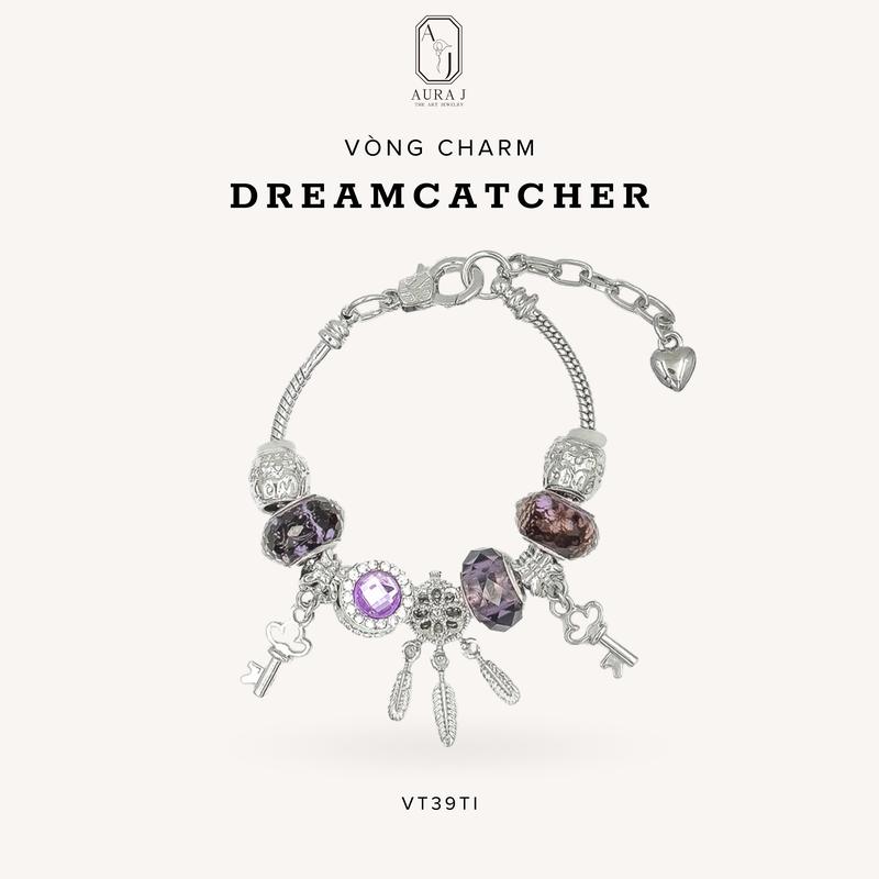 [AURAJ] Vòng Tay Gắn Charm DreamCatcher AuraJ, Charm Chuông Giấc Mơ Chìa Khoá Tím, Bảo Vệ Giấc Mơ - VT39TI Phụ Kiện Titan
